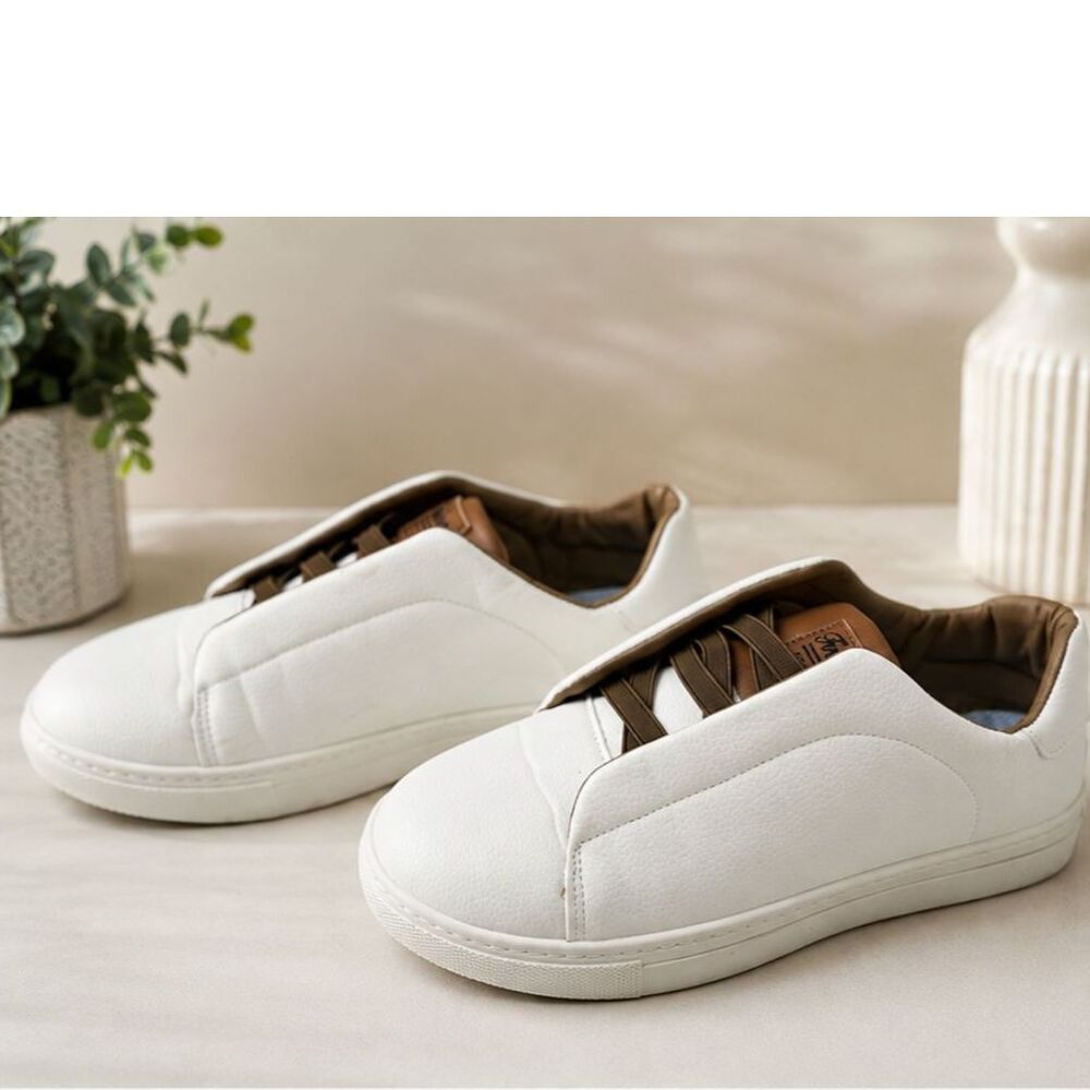 KOONEXY White Slip-On Sneakers Casual Shoes Size 43 / US 9-10 Faux Leather